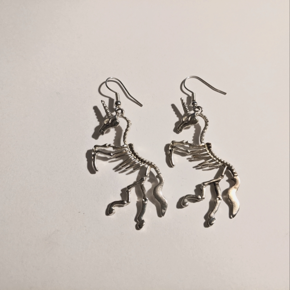 Unicorn skeleton hook earrings